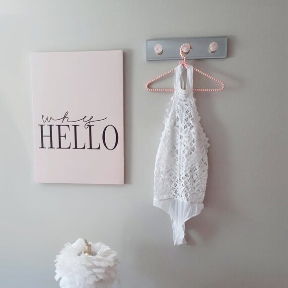 NWT Free People white lace-like crochet thong bodysuit, L - Picture 15 of 16